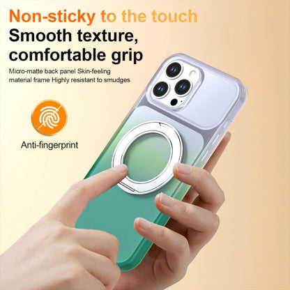 For iPhone 13 Pro Max Phantom Skin Feel Gradient 360 Degree Rotating Holder Phone Case(Green)