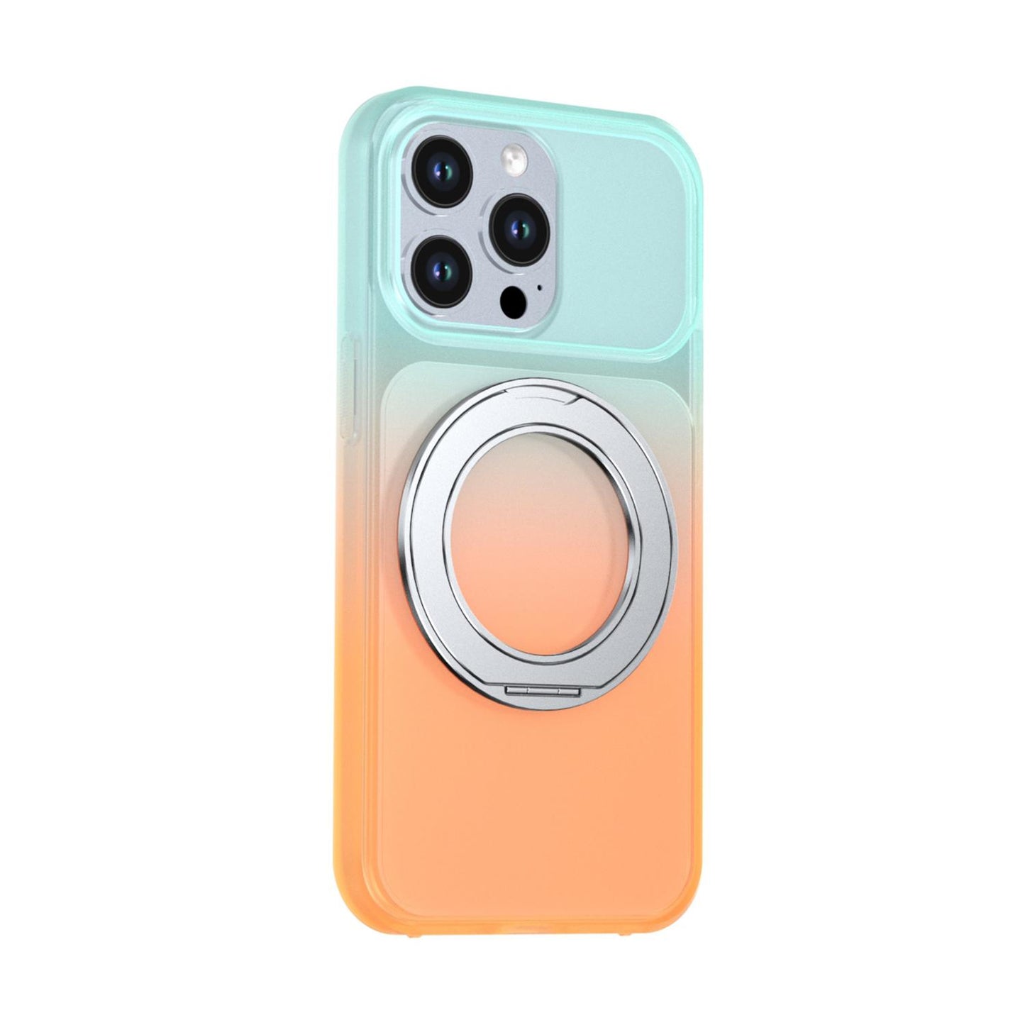 For iPhone 13 Pro Phantom Skin Feel Gradient 360 Degree Rotating Holder Phone Case(Orange)