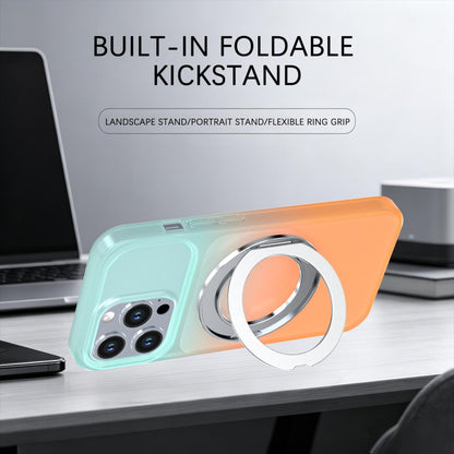 For iPhone 13 Pro Phantom Skin Feel Gradient 360 Degree Rotating Holder Phone Case(Orange)