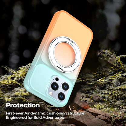 For iPhone 13 Pro Phantom Skin Feel Gradient 360 Degree Rotating Holder Phone Case(Orange)