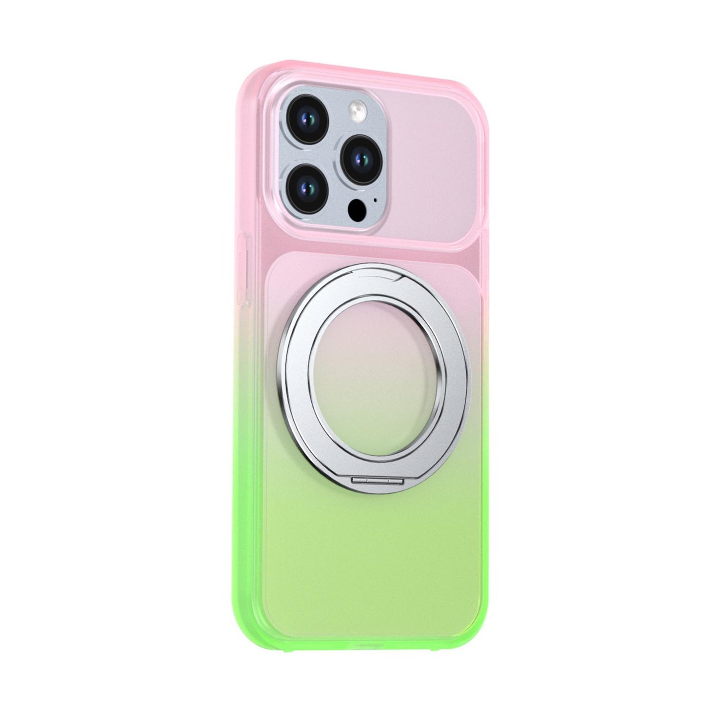 For iPhone 13 Pro Phantom Skin Feel Gradient 360 Degree Rotating Holder Phone Case(Pink)