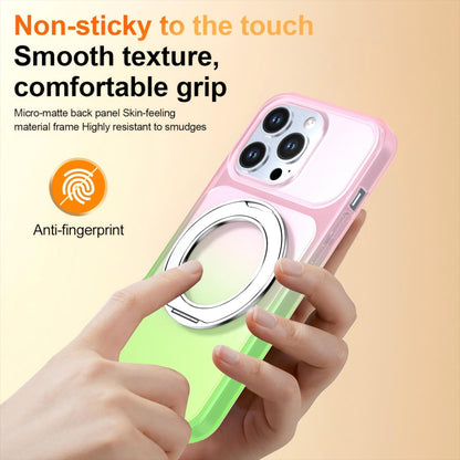 For iPhone 13 Pro Phantom Skin Feel Gradient 360 Degree Rotating Holder Phone Case(Pink)