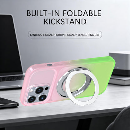 For iPhone 13 Pro Phantom Skin Feel Gradient 360 Degree Rotating Holder Phone Case(Pink)
