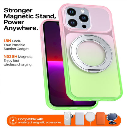 For iPhone 13 Pro Phantom Skin Feel Gradient 360 Degree Rotating Holder Phone Case(Pink)