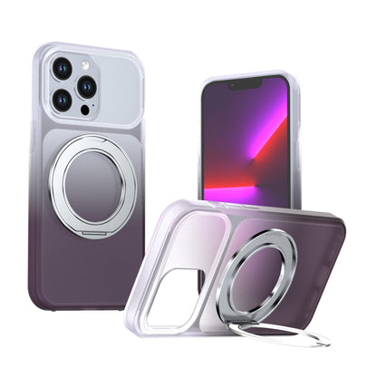 For iPhone 13 Pro Phantom Skin Feel Gradient 360 Degree Rotating Holder Phone Case(Grey)