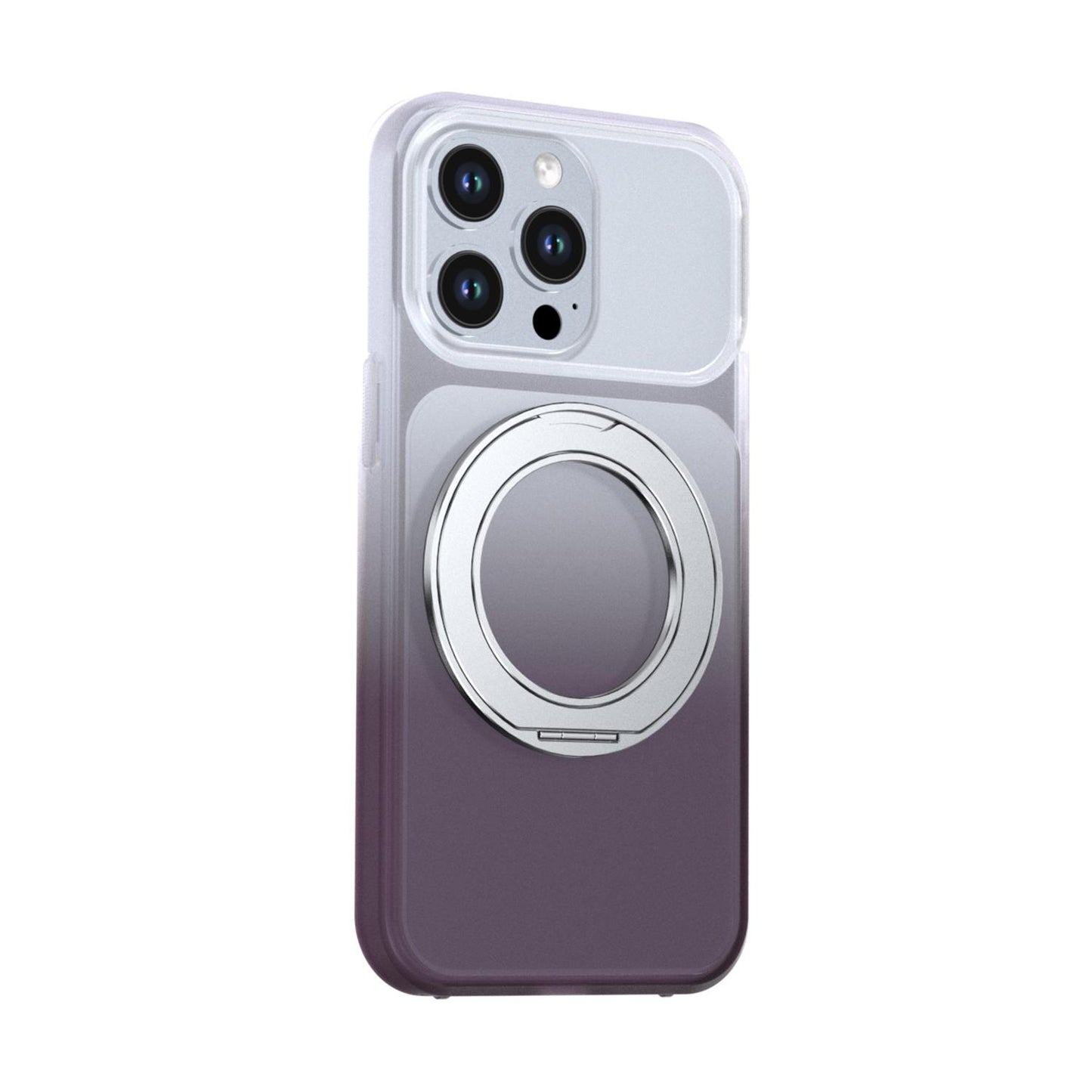 For iPhone 13 Pro Phantom Skin Feel Gradient 360 Degree Rotating Holder Phone Case(Grey)