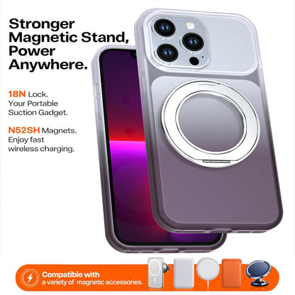For iPhone 13 Pro Phantom Skin Feel Gradient 360 Degree Rotating Holder Phone Case(Grey)
