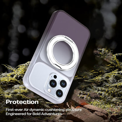 For iPhone 13 Pro Phantom Skin Feel Gradient 360 Degree Rotating Holder Phone Case(Grey)