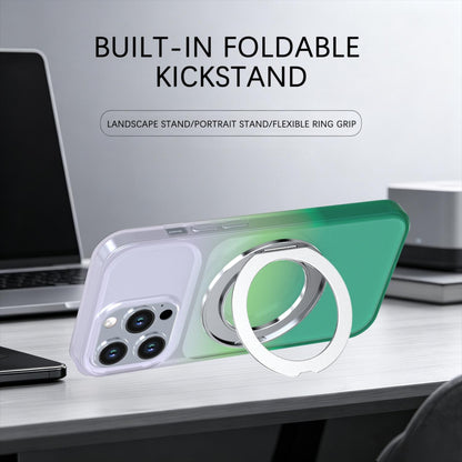 For iPhone 13 Pro Phantom Skin Feel Gradient 360 Degree Rotating Holder Phone Case(Green)