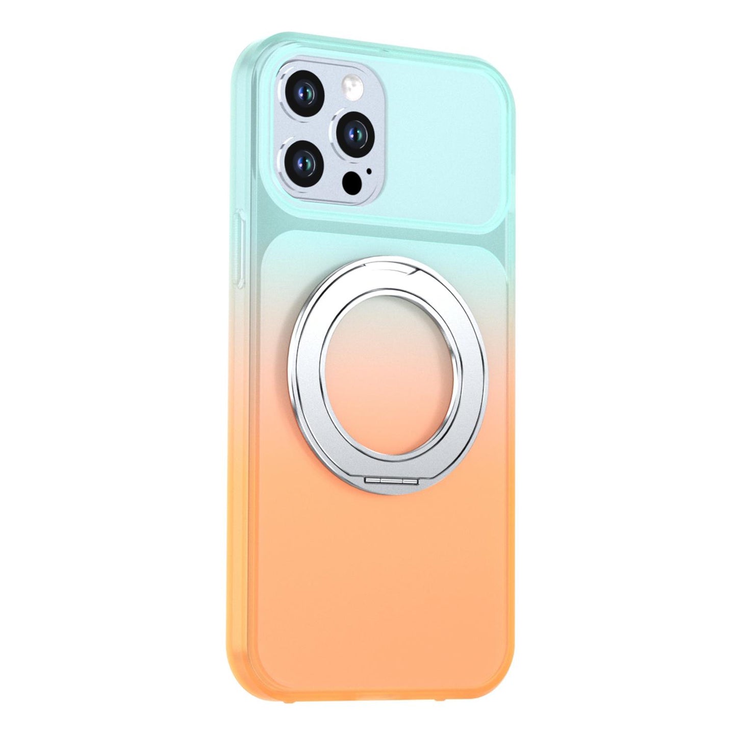 For iPhone 12 Pro Max Phantom Skin Feel Gradient 360 Degree Rotating Holder Phone Case(Orange)