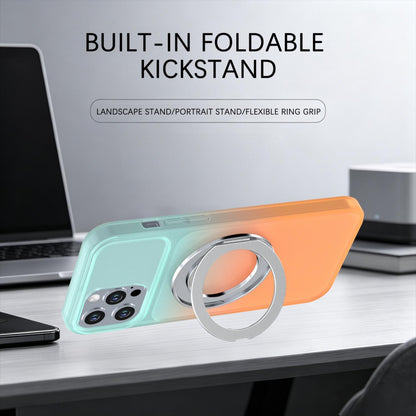 For iPhone 12 Pro Max Phantom Skin Feel Gradient 360 Degree Rotating Holder Phone Case(Orange)