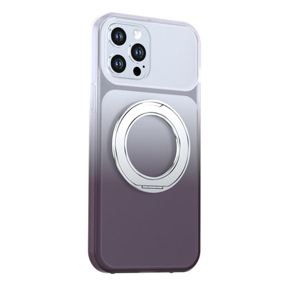 For iPhone 12 Pro Max Phantom Skin Feel Gradient 360 Degree Rotating Holder Phone Case(Grey)