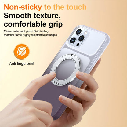 For iPhone 12 Pro Max Phantom Skin Feel Gradient 360 Degree Rotating Holder Phone Case(Grey)