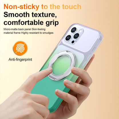 For iPhone 12 Pro Max Phantom Skin Feel Gradient 360 Degree Rotating Holder Phone Case(Green)