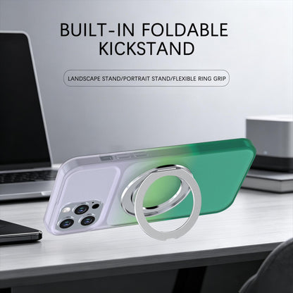 For iPhone 12 Pro Max Phantom Skin Feel Gradient 360 Degree Rotating Holder Phone Case(Green)