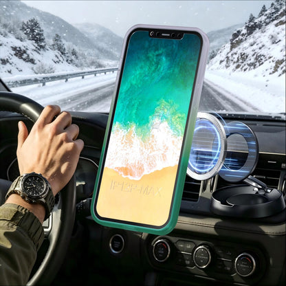 For iPhone 12 Pro Max Phantom Skin Feel Gradient 360 Degree Rotating Holder Phone Case(Green)