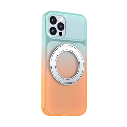 For iPhone 12 / 12 Pro Phantom Skin Feel Gradient 360 Degree Rotating Holder Phone Case(Orange)