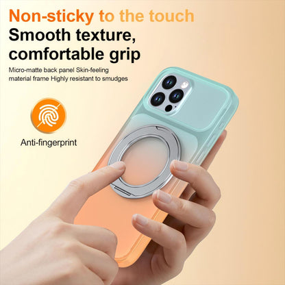 For iPhone 12 / 12 Pro Phantom Skin Feel Gradient 360 Degree Rotating Holder Phone Case(Orange)