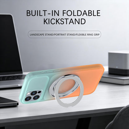 For iPhone 12 / 12 Pro Phantom Skin Feel Gradient 360 Degree Rotating Holder Phone Case(Orange)