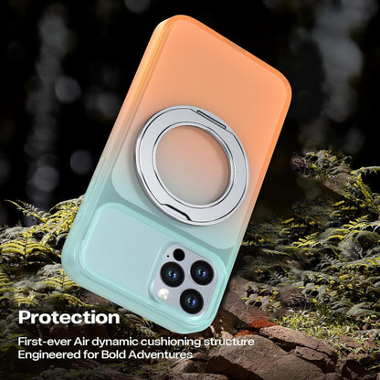 For iPhone 12 / 12 Pro Phantom Skin Feel Gradient 360 Degree Rotating Holder Phone Case(Orange)