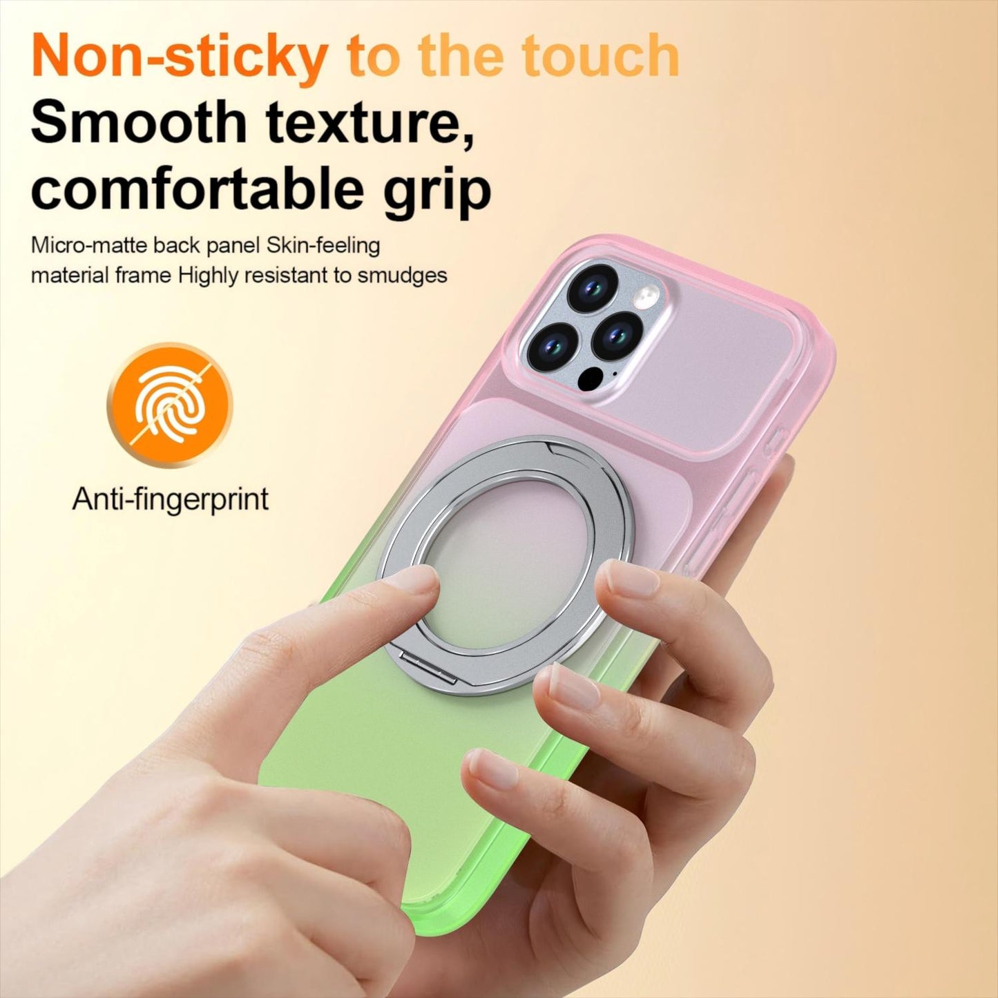 For iPhone 12 / 12 Pro Phantom Skin Feel Gradient 360 Degree Rotating Holder Phone Case(Pink)