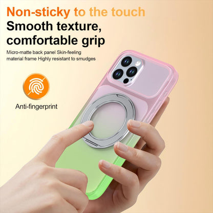 For iPhone 12 / 12 Pro Phantom Skin Feel Gradient 360 Degree Rotating Holder Phone Case(Pink)