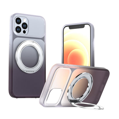 For iPhone 12 / 12 Pro Phantom Skin Feel Gradient 360 Degree Rotating Holder Phone Case(Grey)