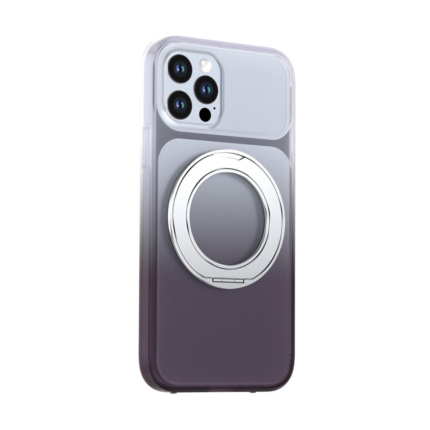 For iPhone 12 / 12 Pro Phantom Skin Feel Gradient 360 Degree Rotating Holder Phone Case(Grey)
