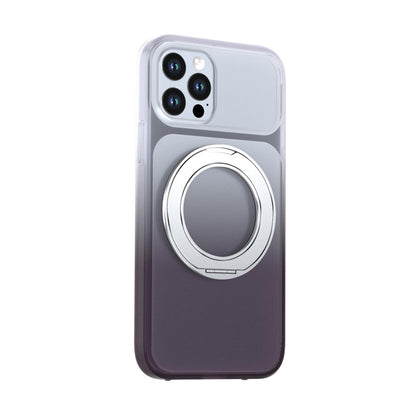 For iPhone 12 / 12 Pro Phantom Skin Feel Gradient 360 Degree Rotating Holder Phone Case(Grey)