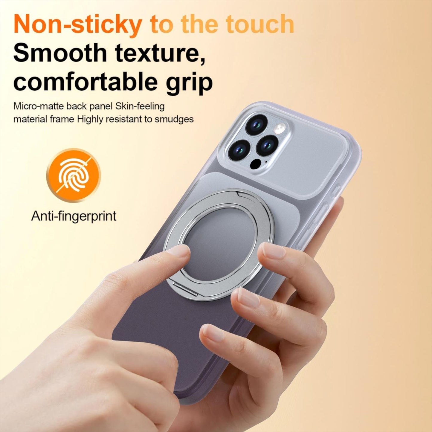 For iPhone 12 / 12 Pro Phantom Skin Feel Gradient 360 Degree Rotating Holder Phone Case(Grey)