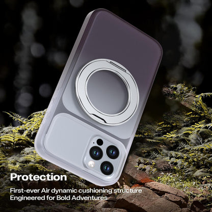 For iPhone 12 / 12 Pro Phantom Skin Feel Gradient 360 Degree Rotating Holder Phone Case(Grey)