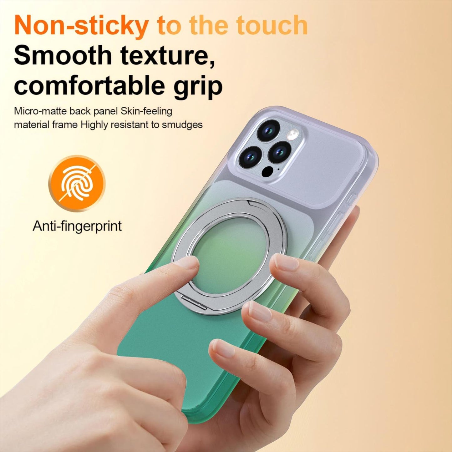 For iPhone 12 / 12 Pro Phantom Skin Feel Gradient 360 Degree Rotating Holder Phone Case(Green)