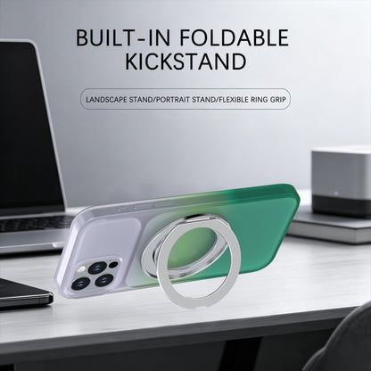 For iPhone 12 / 12 Pro Phantom Skin Feel Gradient 360 Degree Rotating Holder Phone Case(Green)