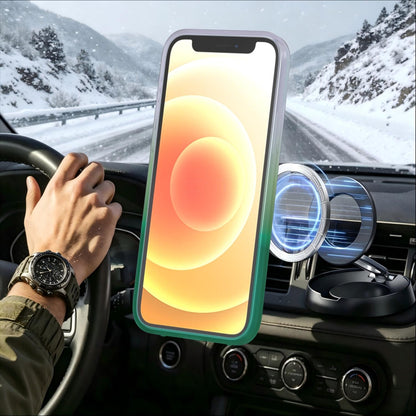 For iPhone 12 / 12 Pro Phantom Skin Feel Gradient 360 Degree Rotating Holder Phone Case(Green)
