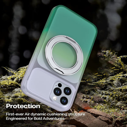 For iPhone 12 / 12 Pro Phantom Skin Feel Gradient 360 Degree Rotating Holder Phone Case(Green)