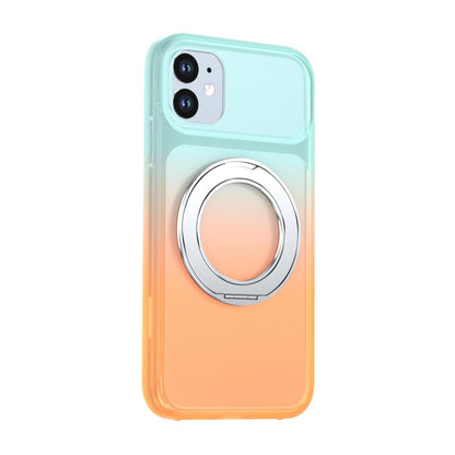 For iPhone 11 Phantom Skin Feel Gradient 360 Degree Rotating Holder Phone Case(Orange)