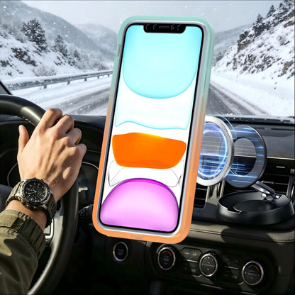 For iPhone 11 Phantom Skin Feel Gradient 360 Degree Rotating Holder Phone Case(Orange)