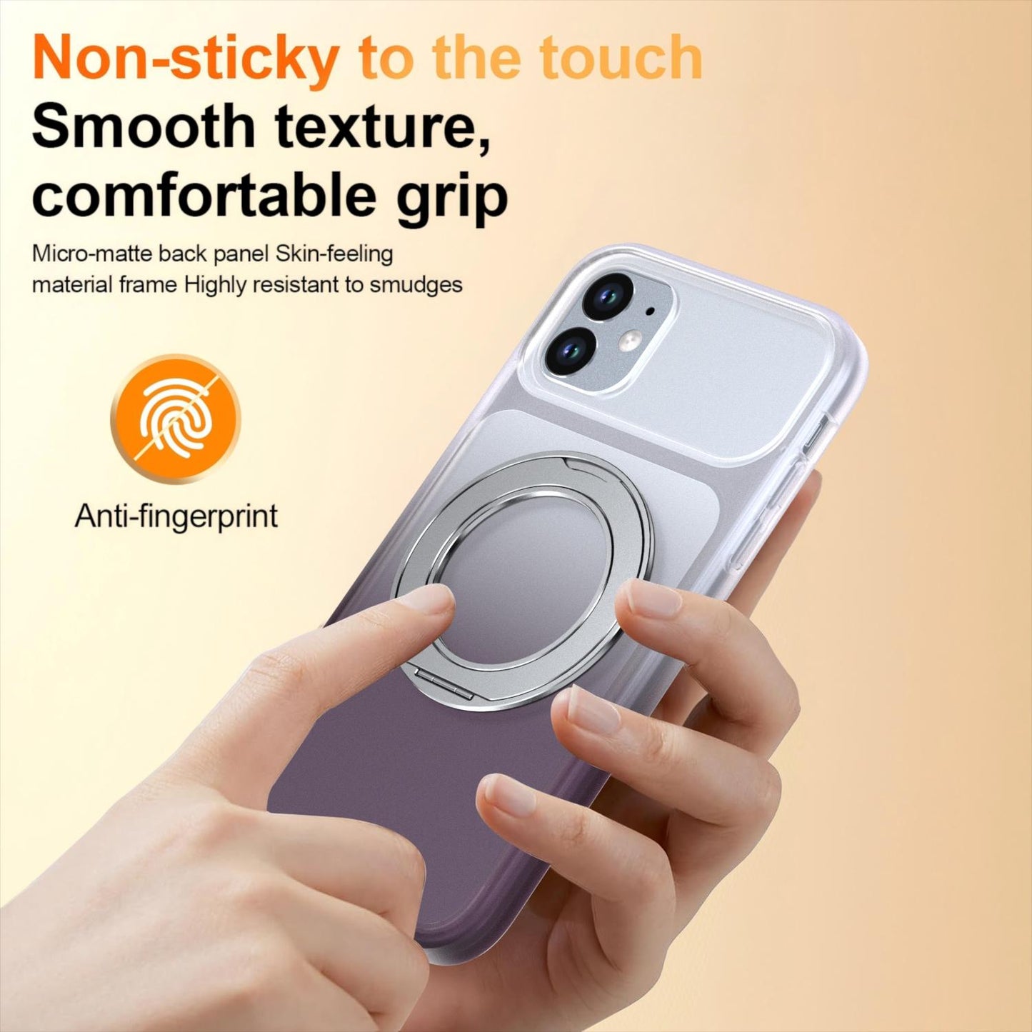 For iPhone 11 Phantom Skin Feel Gradient 360 Degree Rotating Holder Phone Case(Grey)