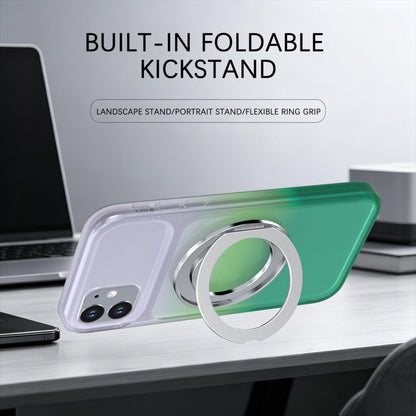 For iPhone 11 Phantom Skin Feel Gradient 360 Degree Rotating Holder Phone Case(Green)