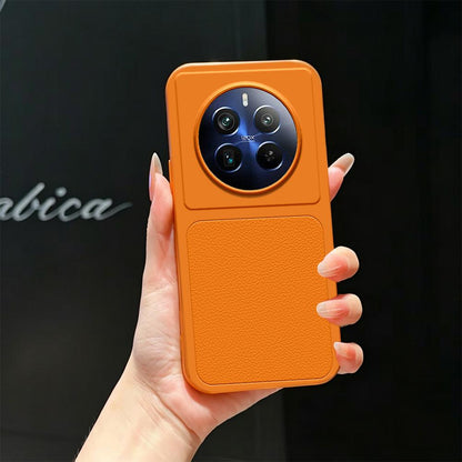 For Realme 12 Pro+ Lambskin Series Skin Feel Shockproof Phone Case(Orange)