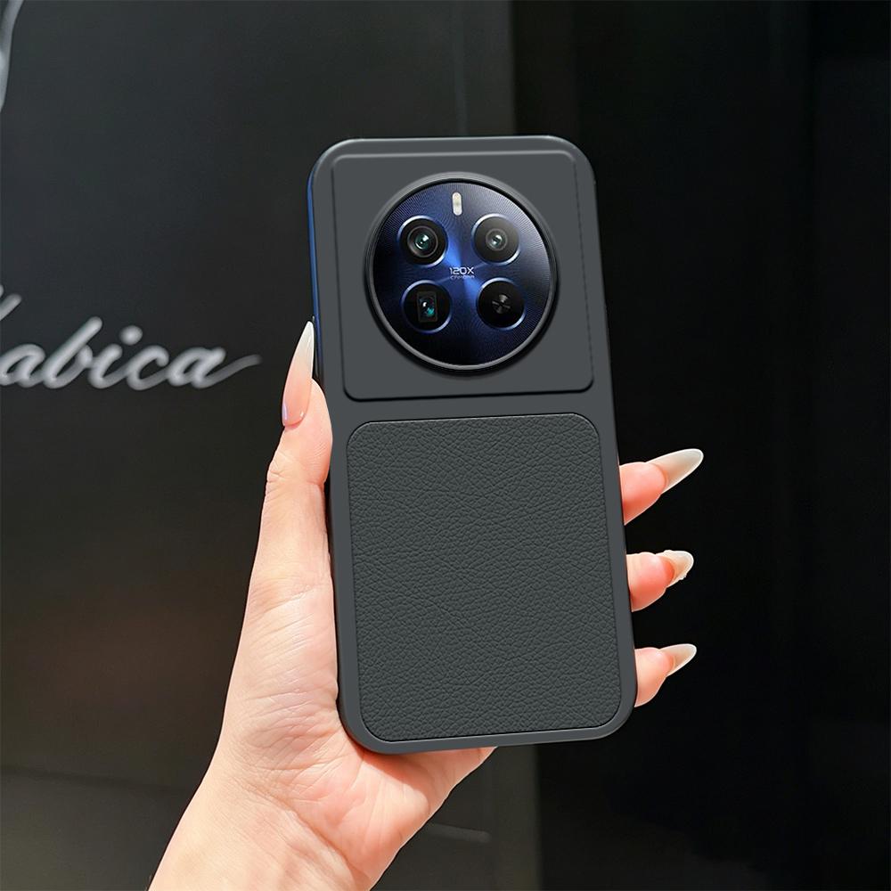 For Realme 12 Pro+ Lambskin Series Skin Feel Shockproof Phone Case(Black)