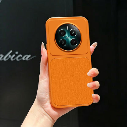 For Realme 12+ Lambskin Series Skin Feel Shockproof Phone Case(Orange)