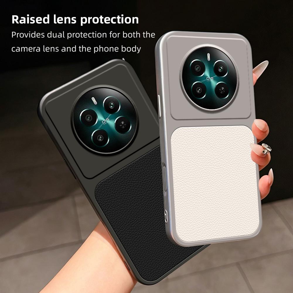 For Realme 12+ Lambskin Series Skin Feel Shockproof Phone Case(Silver)