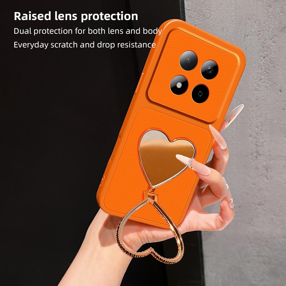 For Redmi Note 15 Pro 5G Global 163.6mm Lambskin Series Skin Feel Shockproof Phone Case with Heart Mirror Holder(Purple)