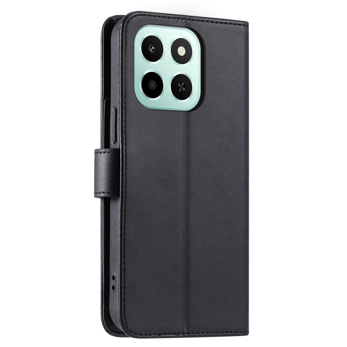 For Honor X6c / X6b 4G / X6a Ring Buckle Rhombic Leather Phone Case(Black)