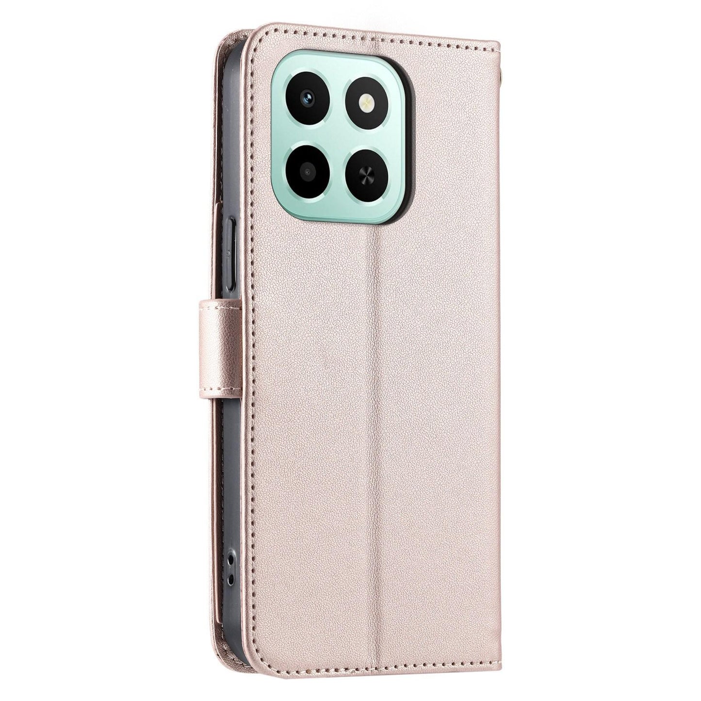 For Honor X6c / X6b 4G / X6a Ring Buckle Rhombic Leather Phone Case(Rose Gold)