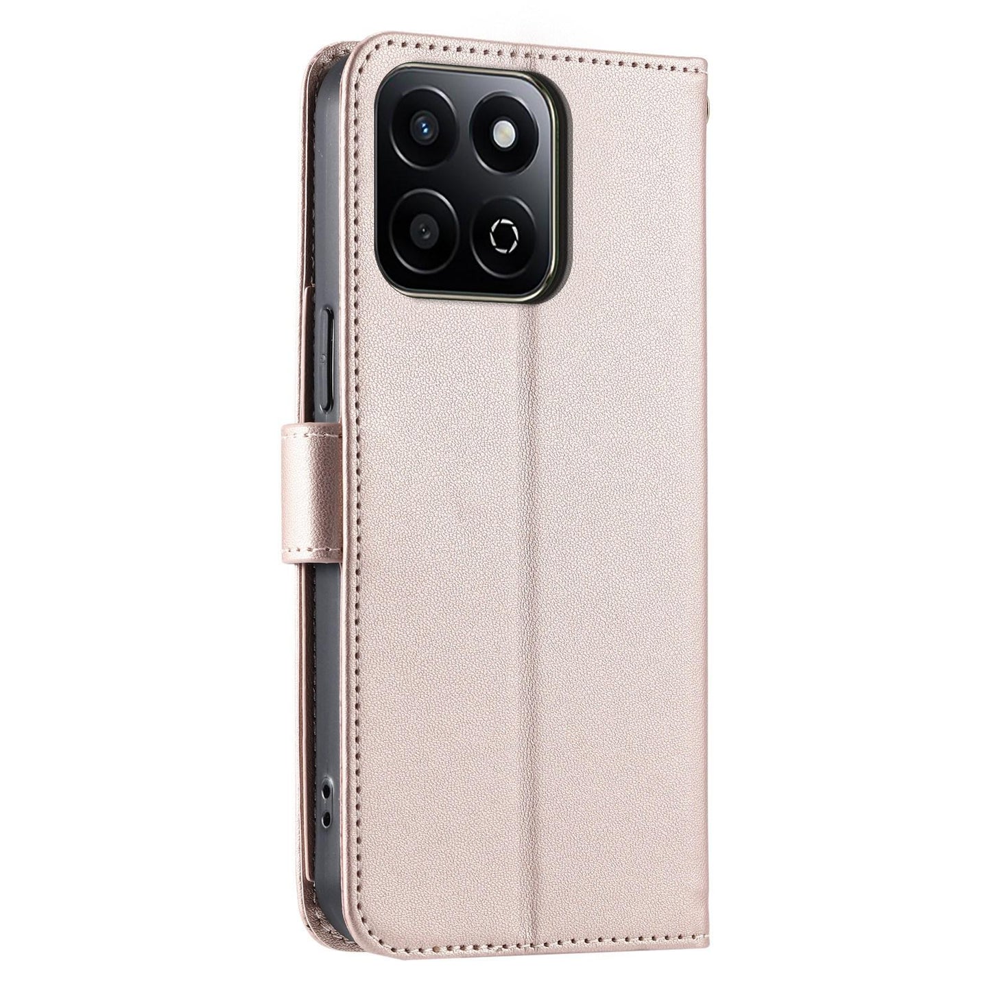 For Honor X7c 4G / 200 Smart / Play9T 5G Ring Buckle Rhombic Leather Phone Case(Rose Gold)