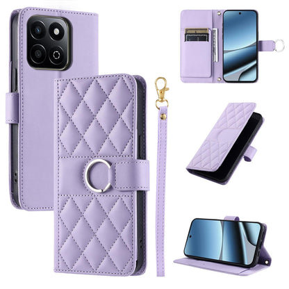 For Honor X7c 4G / 200 Smart / Play9T 5G Ring Buckle Rhombic Leather Phone Case(Purple)