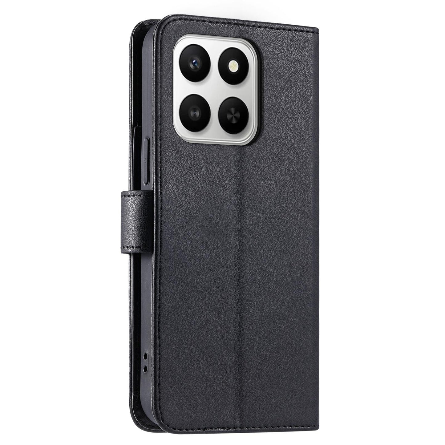For Honor 400 Smart / X7d 5G Ring Buckle Rhombic Leather Phone Case(Black)