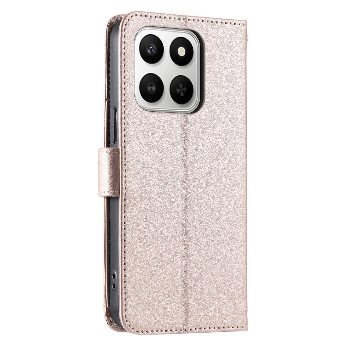 For Honor 400 Smart / X7d 5G Ring Buckle Rhombic Leather Phone Case(Rose Gold)